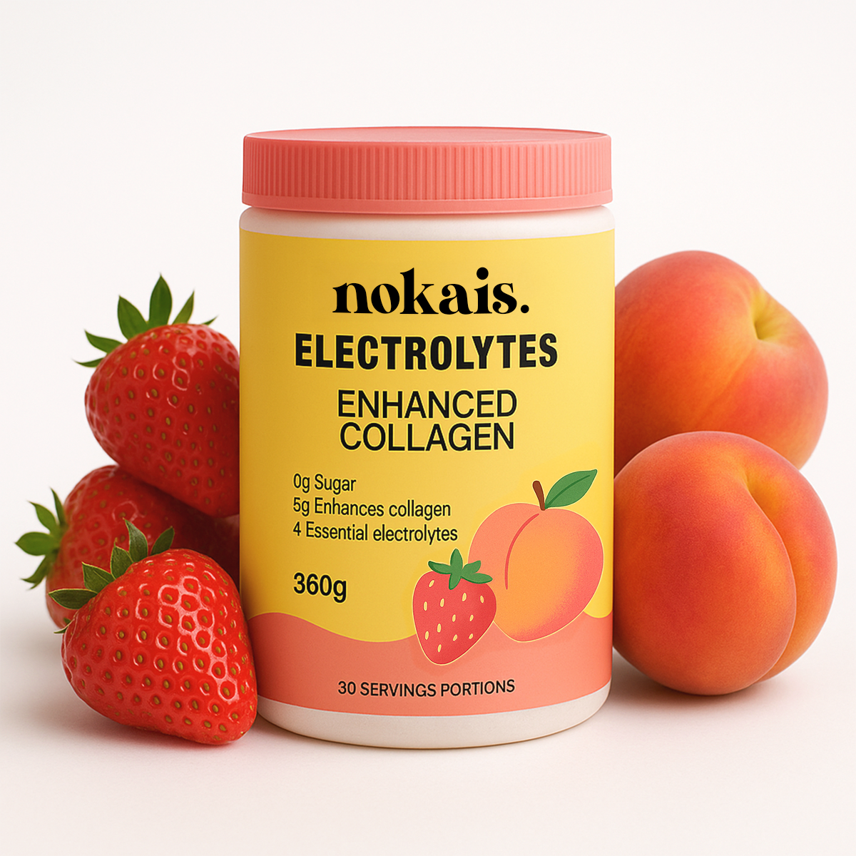 Electrolytes + Enhanced Collagen - Juicy Strawberry Peach 360 g